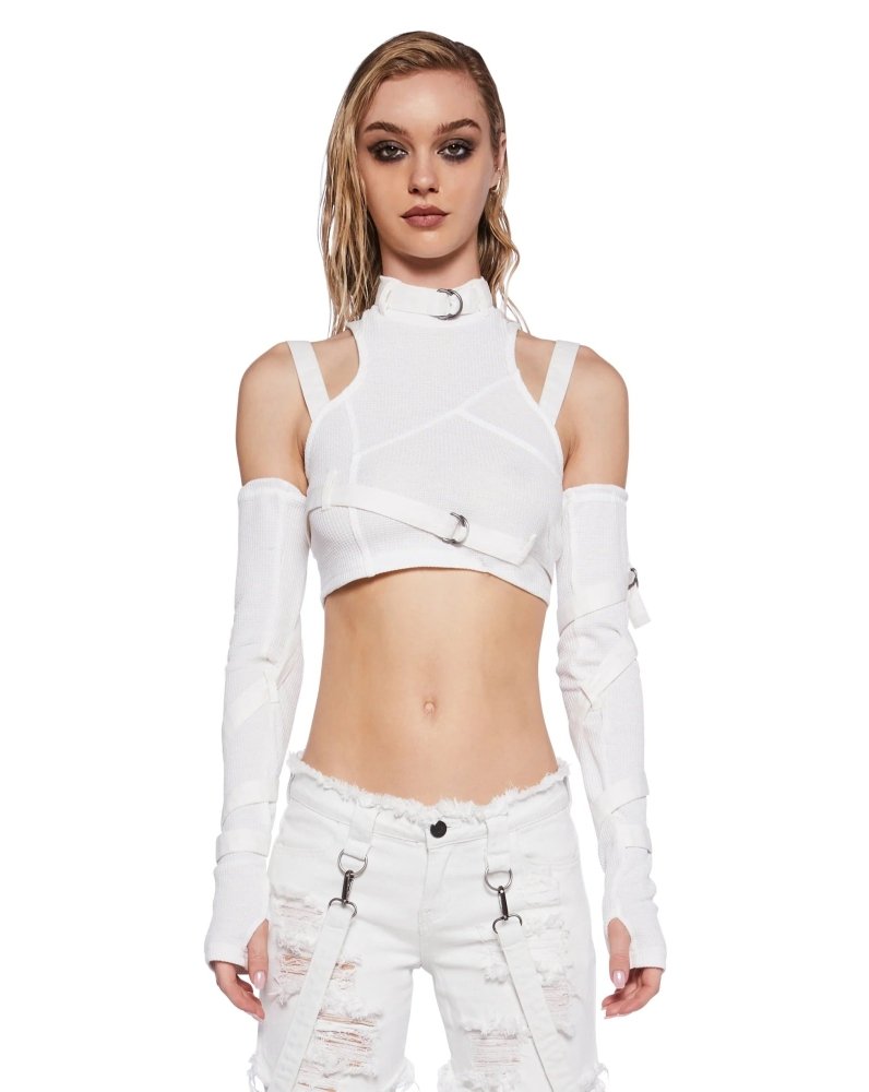 Darker Wavs White Belt Buckle Futuristic Short Top Cut Fragment Jeans