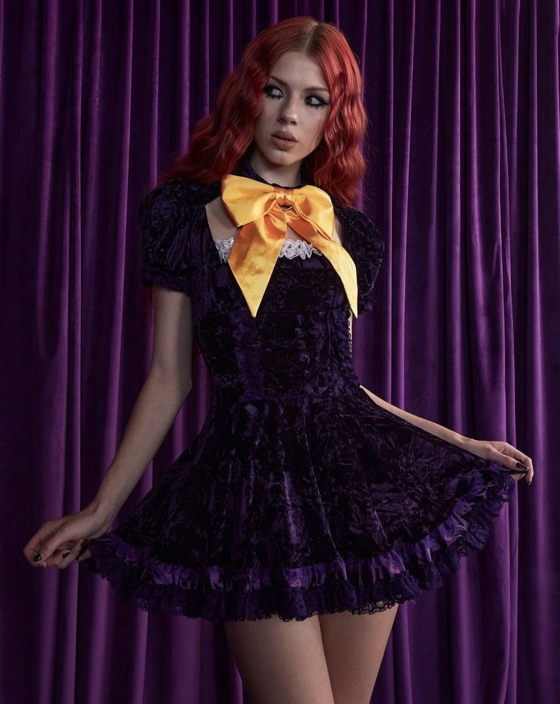 DollsKill dark purple velvet bow tutu skirt Dress