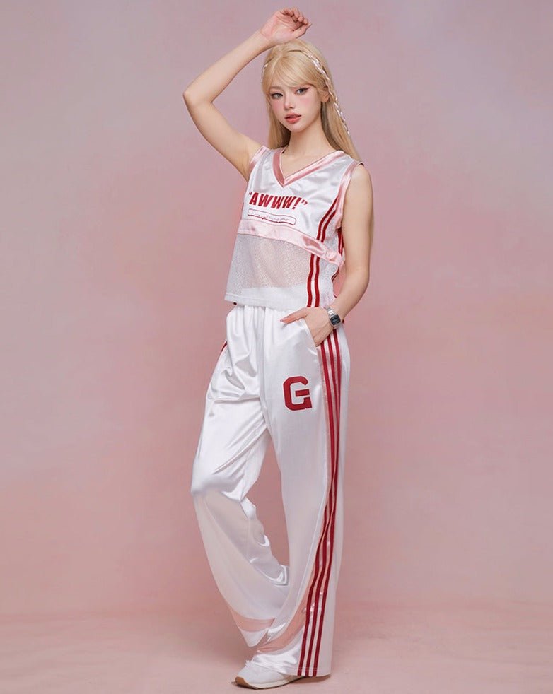 GirlyFancyClub street sports style sleeveless t-shirt suit casual pants