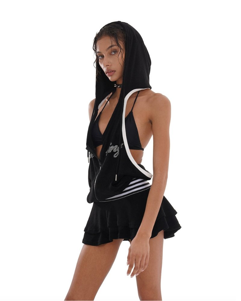 SweetChilling terry hooded open - back sport dress