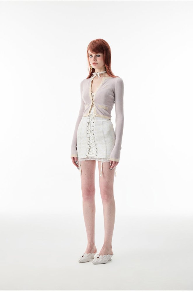 1JINN STUDIO high-waist jacquard fishbone corset short skirt – SoulWears