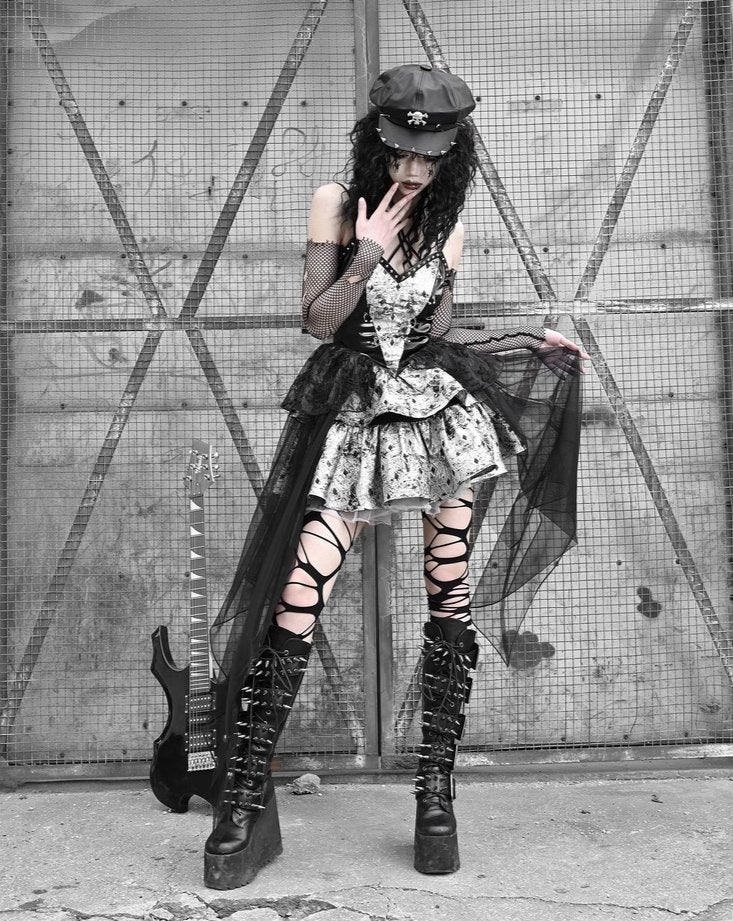Blood Supply Punk Halloween PU Metallic Fishnet Halter Sling Dress –  SoulWears