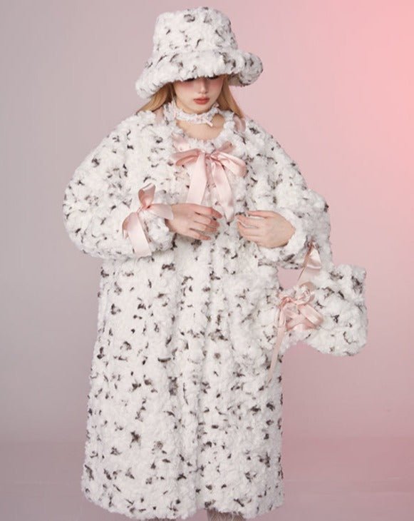 GirlyFancyClub Cute and Sweet Long Fur Coat Rex Rabbit Fur Coat