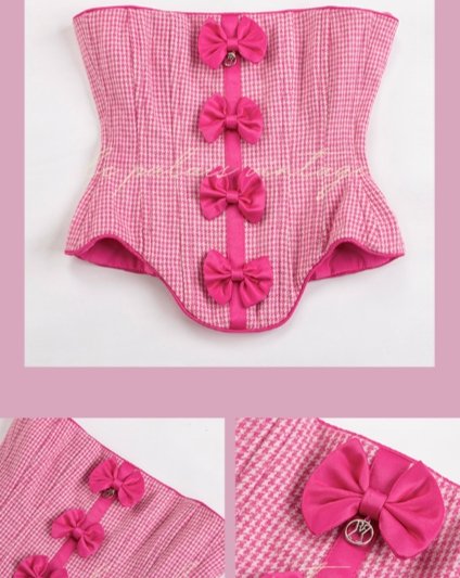 Le Palais Barbie pink girl bow fishbone corset + pleated skirt – SoulWears