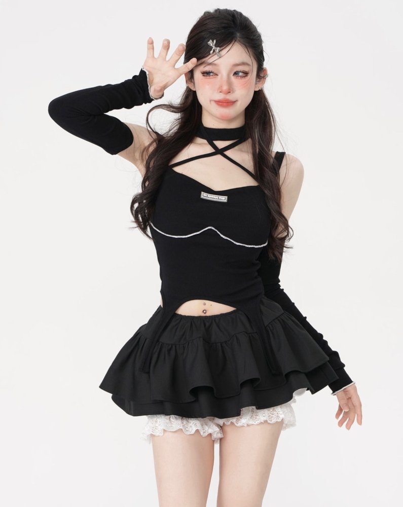 Shaoyeyan Sexy black swan sweet fluffy cake Mini skirt Shorts