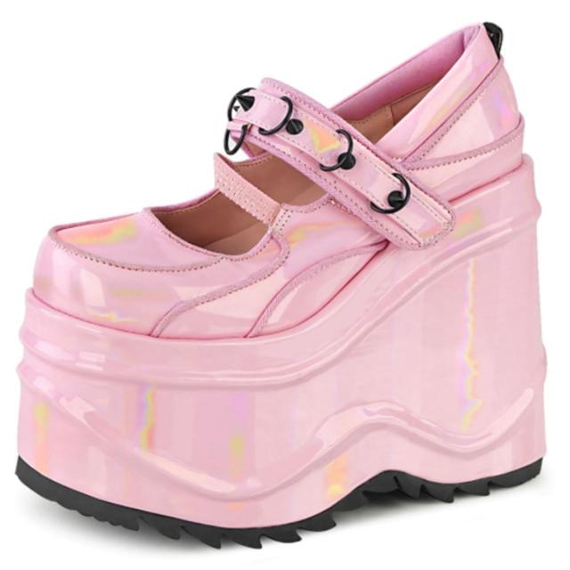 Women's Platform Wedges Pink Marry Jane Pumps