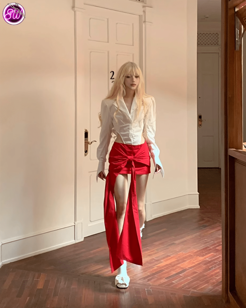 Rase le sol เสื้อเชิ้ตขาวดีไซน์แหวกแนว หรูเซ็กซี่ - Image 2