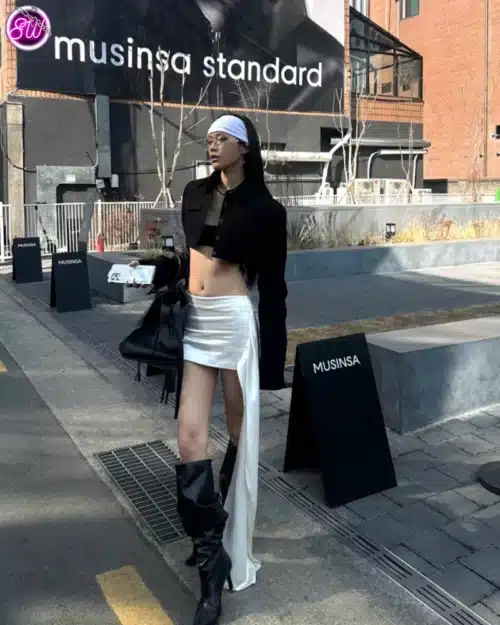 White fabric with front and back views